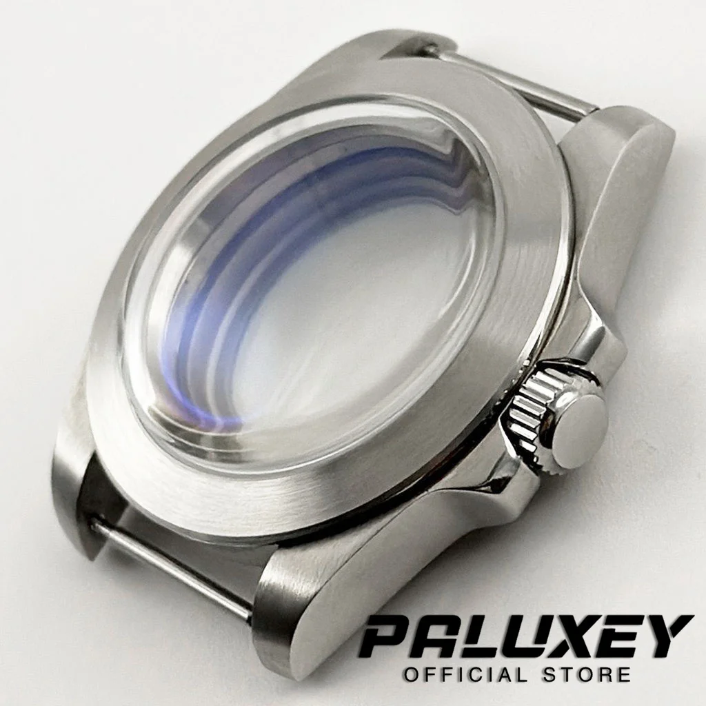 40mm NH35 Case Blue AR Coating Glass Brushed Dive Watch Case Suitable for NH34 NH35 NH36 NH38 ETA2824 PT5000 Movement