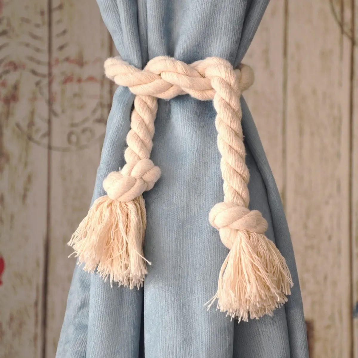 1 قطعة حبل الستار خمر القطن الحبل التعادل ظهورهم للداخلية في الهواء الطلق نافذة الستار أصحاب حبل القطن الخشن البيج