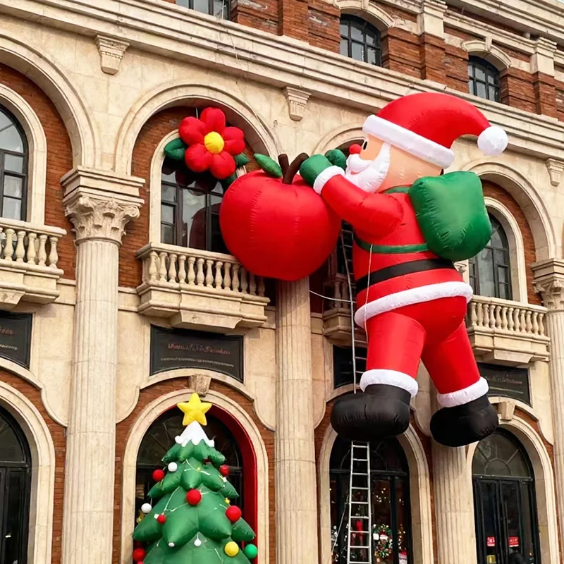 Popular Santa Claus inflatable air mold, shopping mall outdoor beauty Chen IP luminous wall climbing Christmas air mold outdoor
