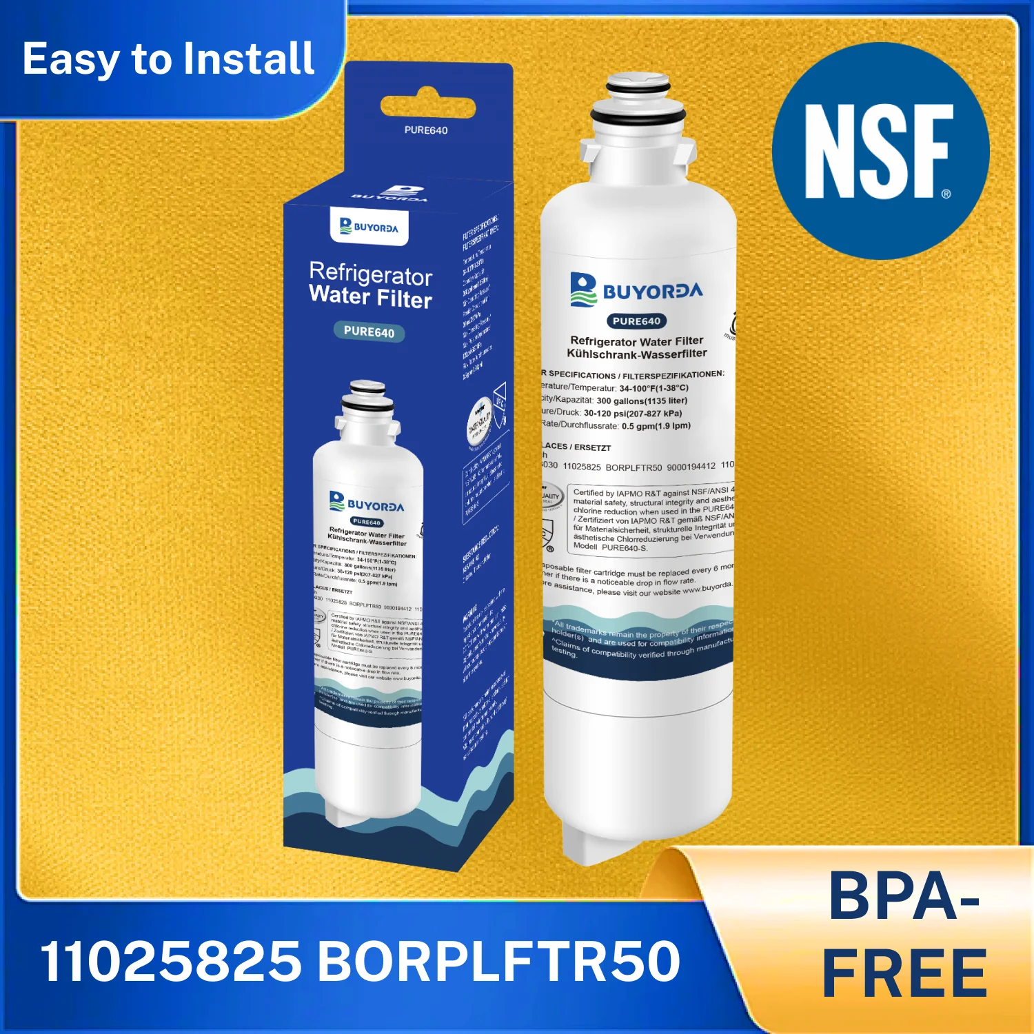 Filtro De Agua Para Refrigerador Ultra Clarity Pro BORPLFTR50 De Repuesto Para for Bosch Compatible Con KWF 2000 12028325 11025825 11032531 B36CT80SNS