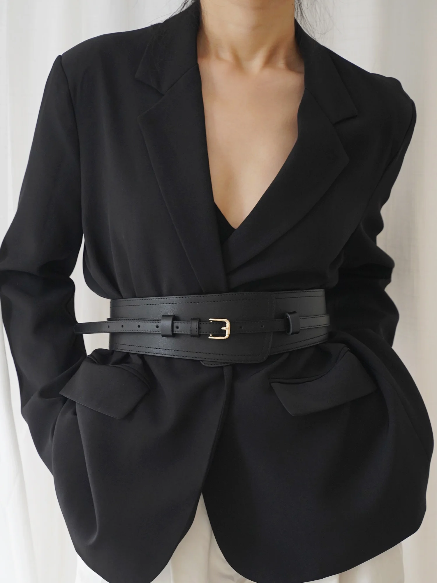 Ceinture Amovible en Cuir pour Femme, avec Poignée, Style Vintage, pour Manteau et Robe