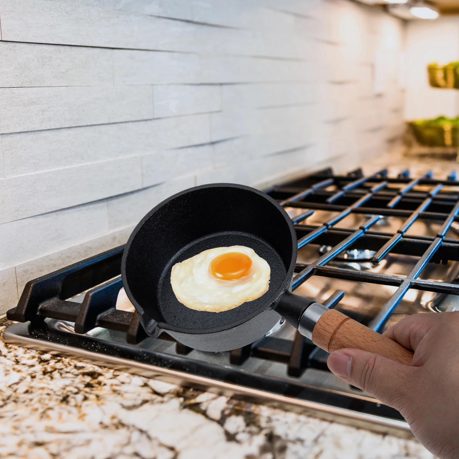 

Mini Cast Iron Skillet Small Kitchen Cooking Pot Durable Long Lasting Even Heat Transfer Non Stick Multi Functional Hiking