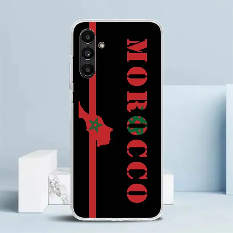 Morocco Flag Phone Case For Samsung Galaxy A15 A14 A13 A12 A55 A54 A53 A52 A35 A34 A33 A32 A25 A24 A23 A22 A04S A03S A02S