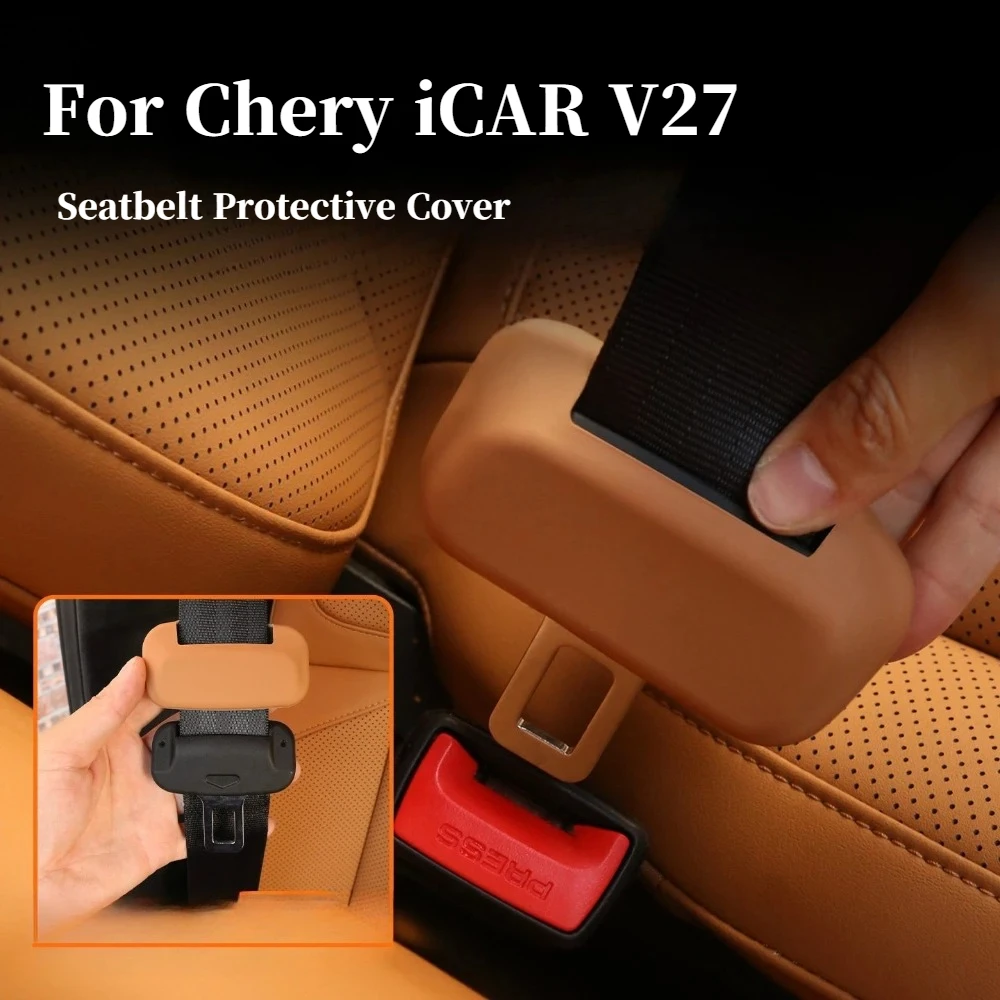 

For Chery iCAR V27 2026 Silicone Seatbelt Protective Cover Screen Anti Collision Strip Interior Decoration Modified