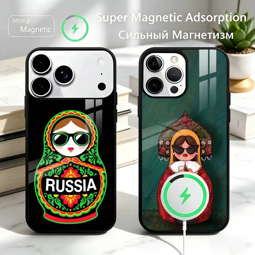 

Adorable R-Russian Folk Art Doll Phone Case For iPhone17,16,15,14,13,12,11 Plus,Pro Magnetic with Magsafe Wireless Charging