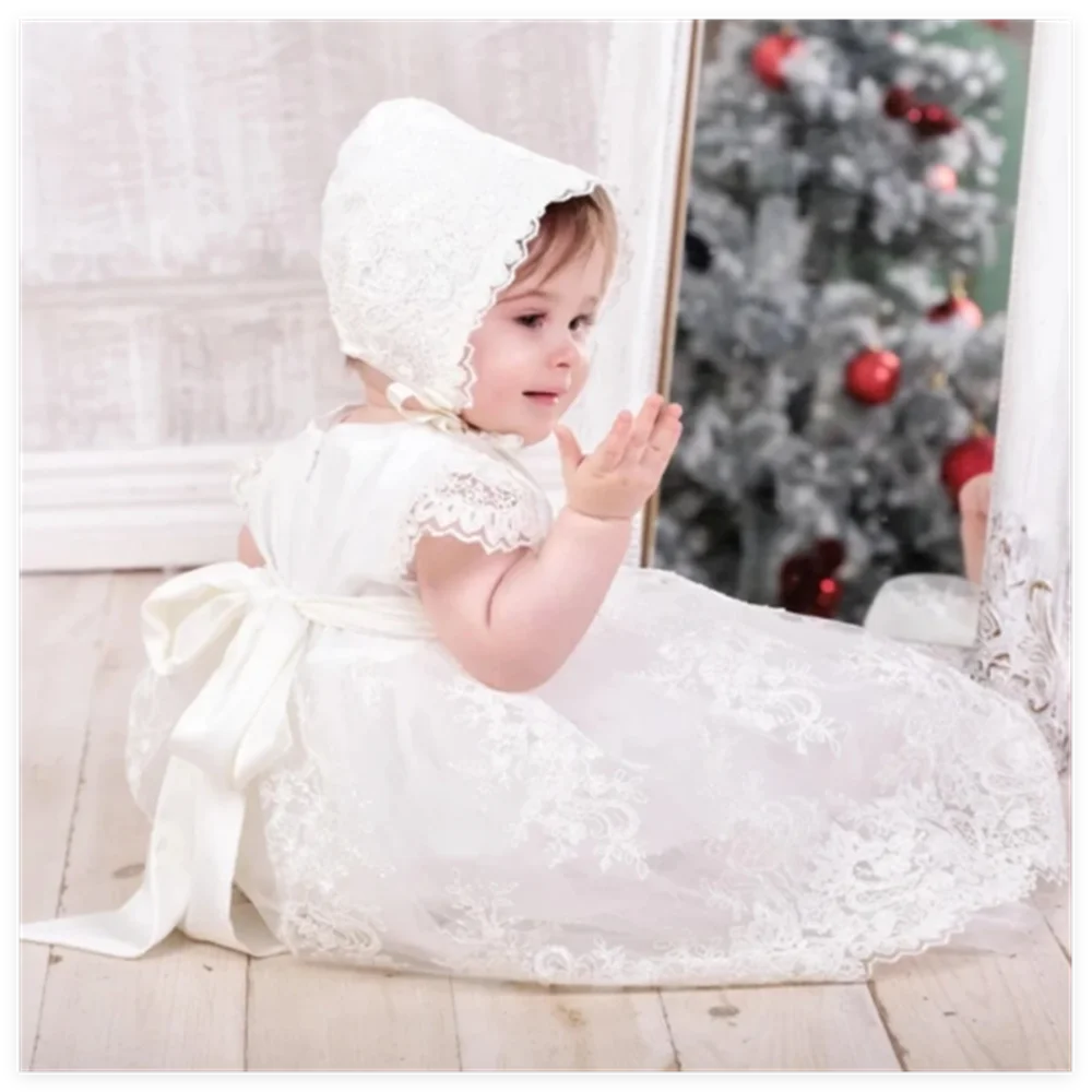 New Vintage Baby Girl Dress Baptism Dresses Extra Long 1st year birthday party wedding Christening baby infant clothing bebes