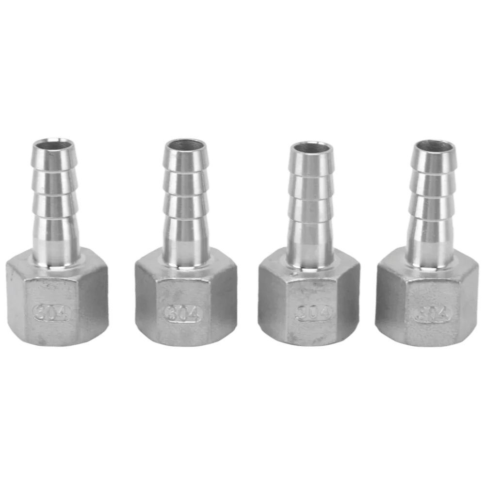 4pcs 13mm 1/2in Hose Barb Connector Hexagonal Silver Pipe Fitting Coupler Stainless Steel Hose Barb Adapter For Pressure Systems
