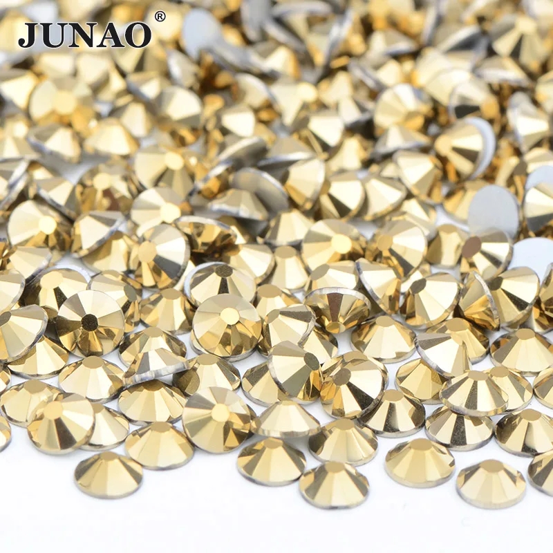 JUNAO Wholesale ss6 ss8 ss10 ss12 ss16 ss20 ss30 Lt.Siam Glass Flatback Rhinestone Non Hotfix Strass Gems Nail Art Accessories