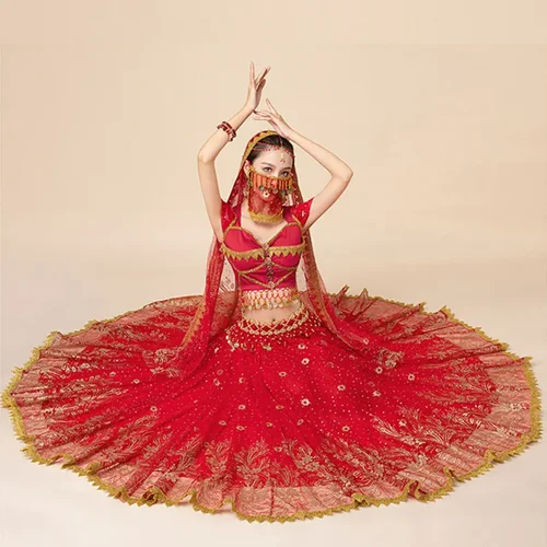 Imagen 2 del producto Festival de mujeres Halloween Cosplay danza del vientre vestido superior adulto indio árabe jazmín Sari fantasía Rave Bollywood traje traje