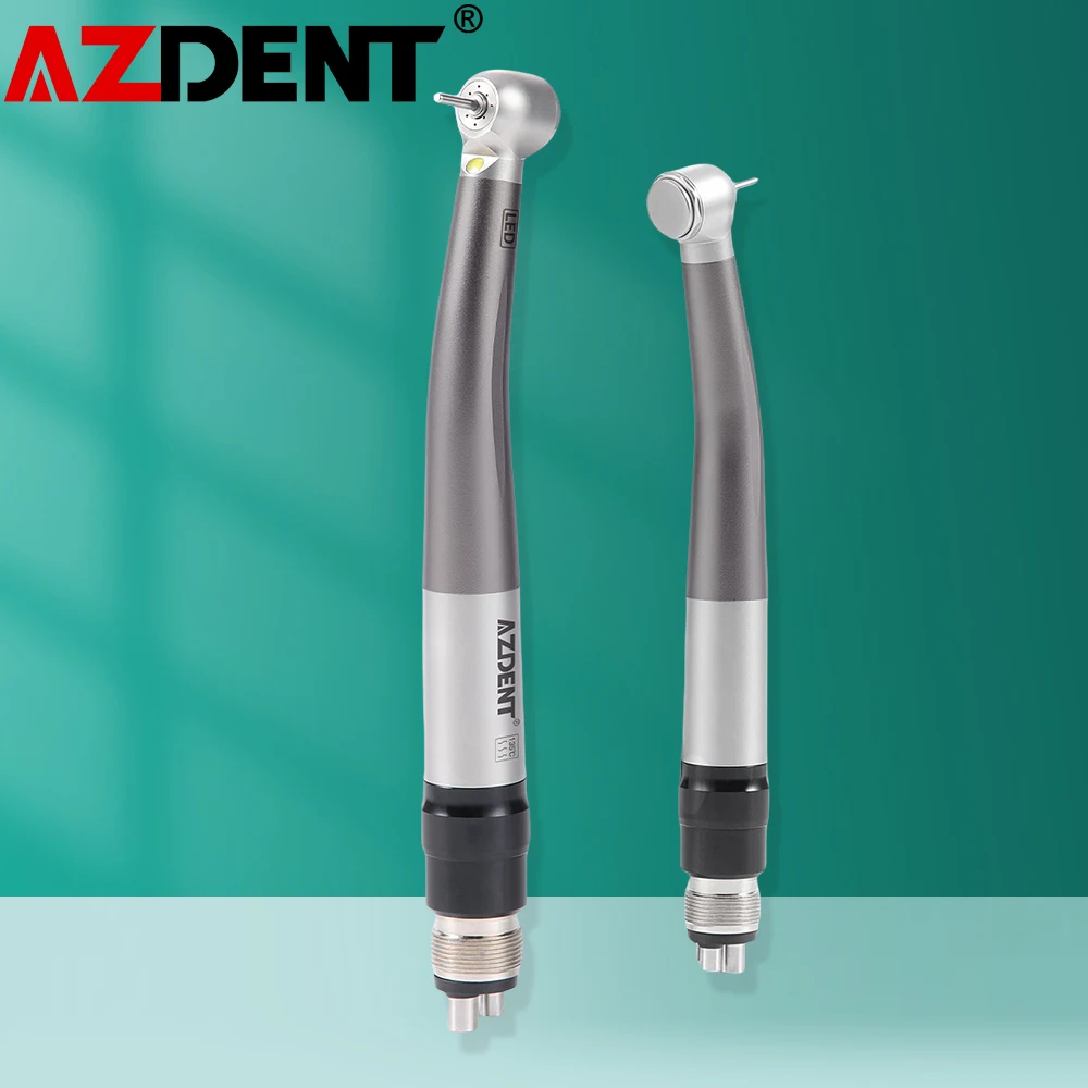 Azdent Dental High Speed Handpiece Air Turbine LED E-generator Quick Coupler 4 Port Spray Push Button 4 Hole Connection Lab Tool