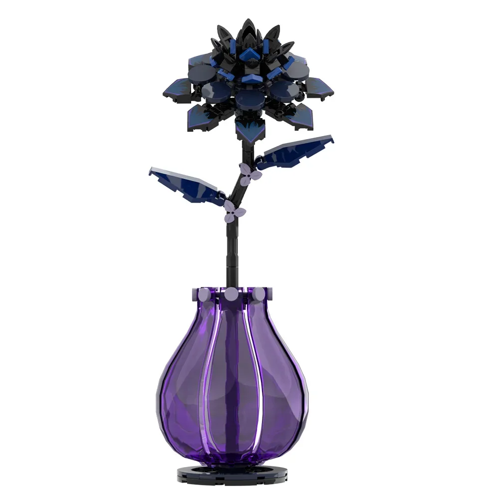 MOC Dahlia ดอกไม้ Building Blocks รุ่นสีม่วง Dahlia ดอกไม้ Potted พืชอิฐประกอบของเล่นวันวาเลนไทน์คู่ DIY ของขวัญ