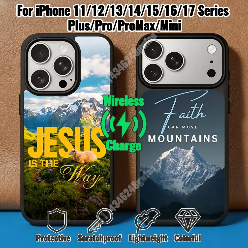 Jesus Faith Holy Bible Quotes Magnetic Charge Case for iPhone 17 16 15 14 13 12 11 Pro Plus Max Mini Wireless Cover