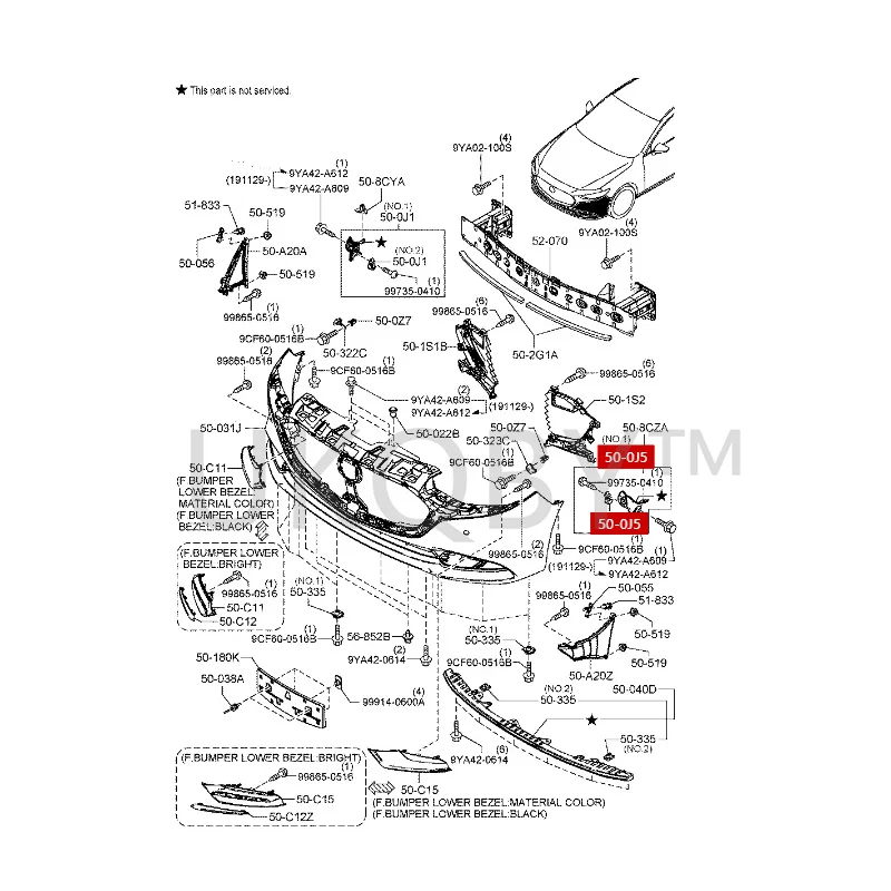 BELG500T0  BELG500U0 Suitable for Ma zd a Axela next-generation Front bumper bracket hanging ear buckle