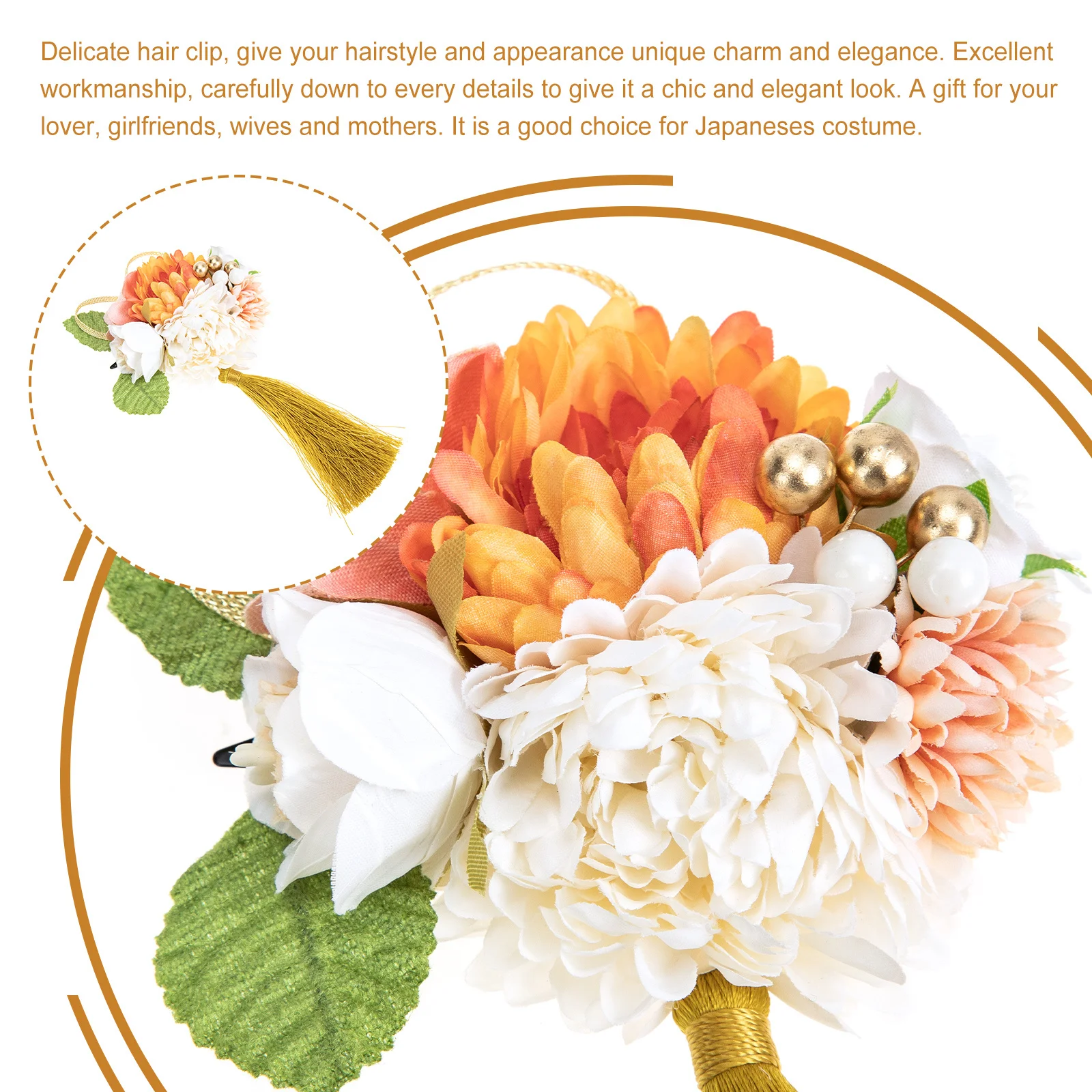 

Japanese Style Silk Flower Hair Clip Hairpin Barrette for Wedding Banquet Cosplay Birthday Party Photography Women Hair