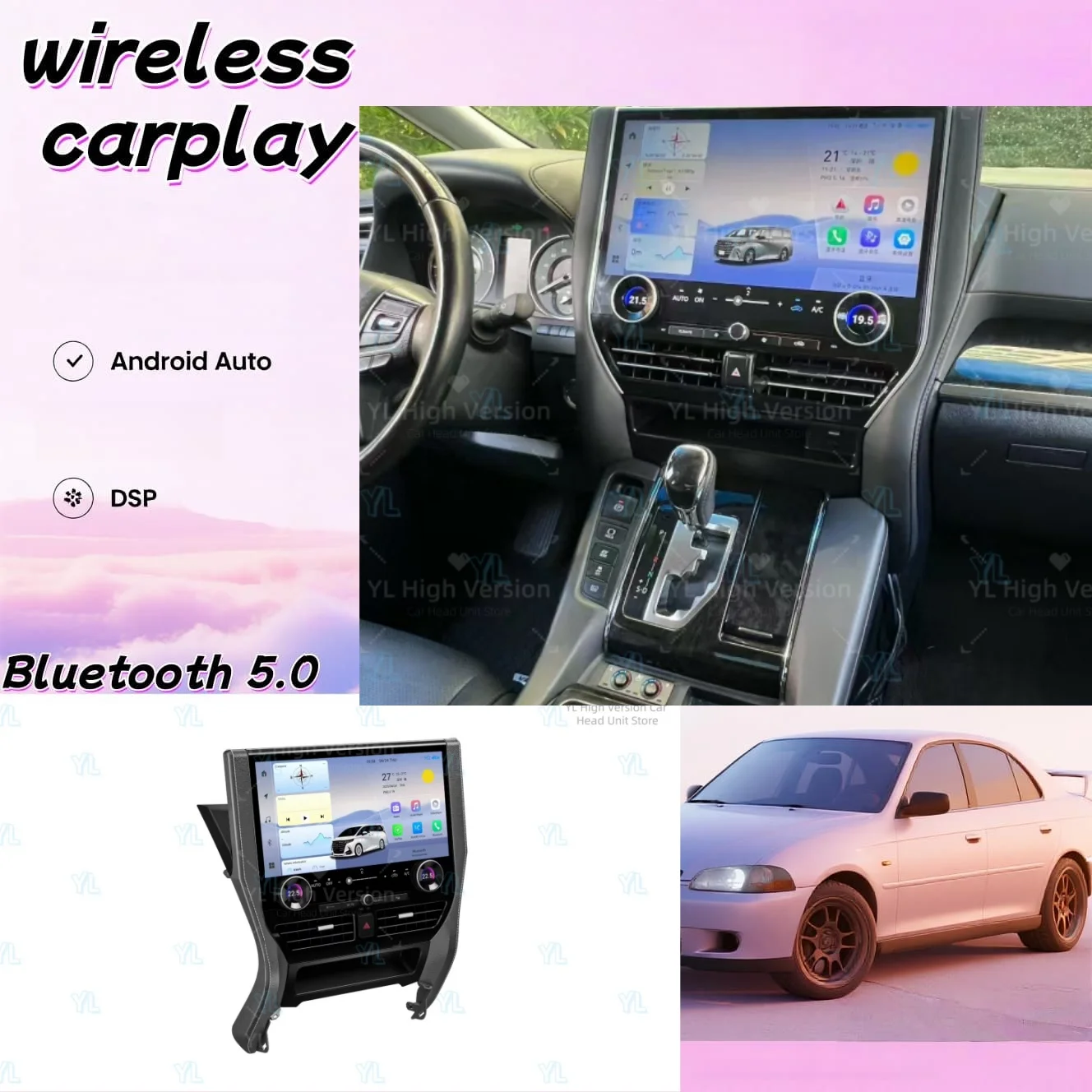 Car Radio Android13 For Toyota Alphard 30 Series 2015-2023 Upgraded To 40 Series CarPlay Video Player GPS Stereo Unit BT 5.0 DSP
