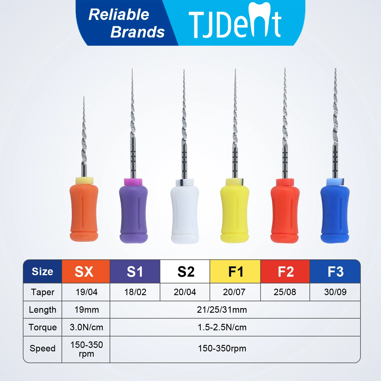 

TJDent 6Pcs/box Dental Hand Use Root Canal Treatment Files 21mm NITI Activated Rotary File Dentistry Endodontic Shaping Tools