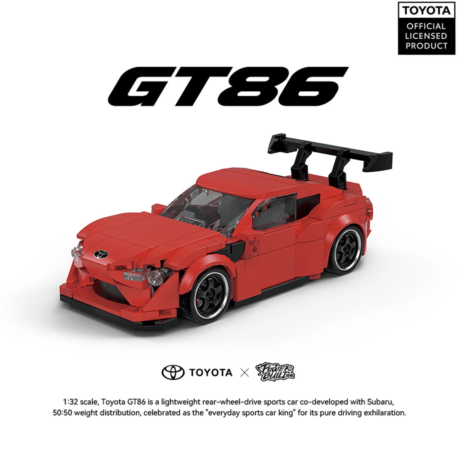 1087X GT86 1:32 Scale Sports Car Building Blocks Model Speed Racing Car Toy with Display Box Assembly Bricks for Gift Room Decor