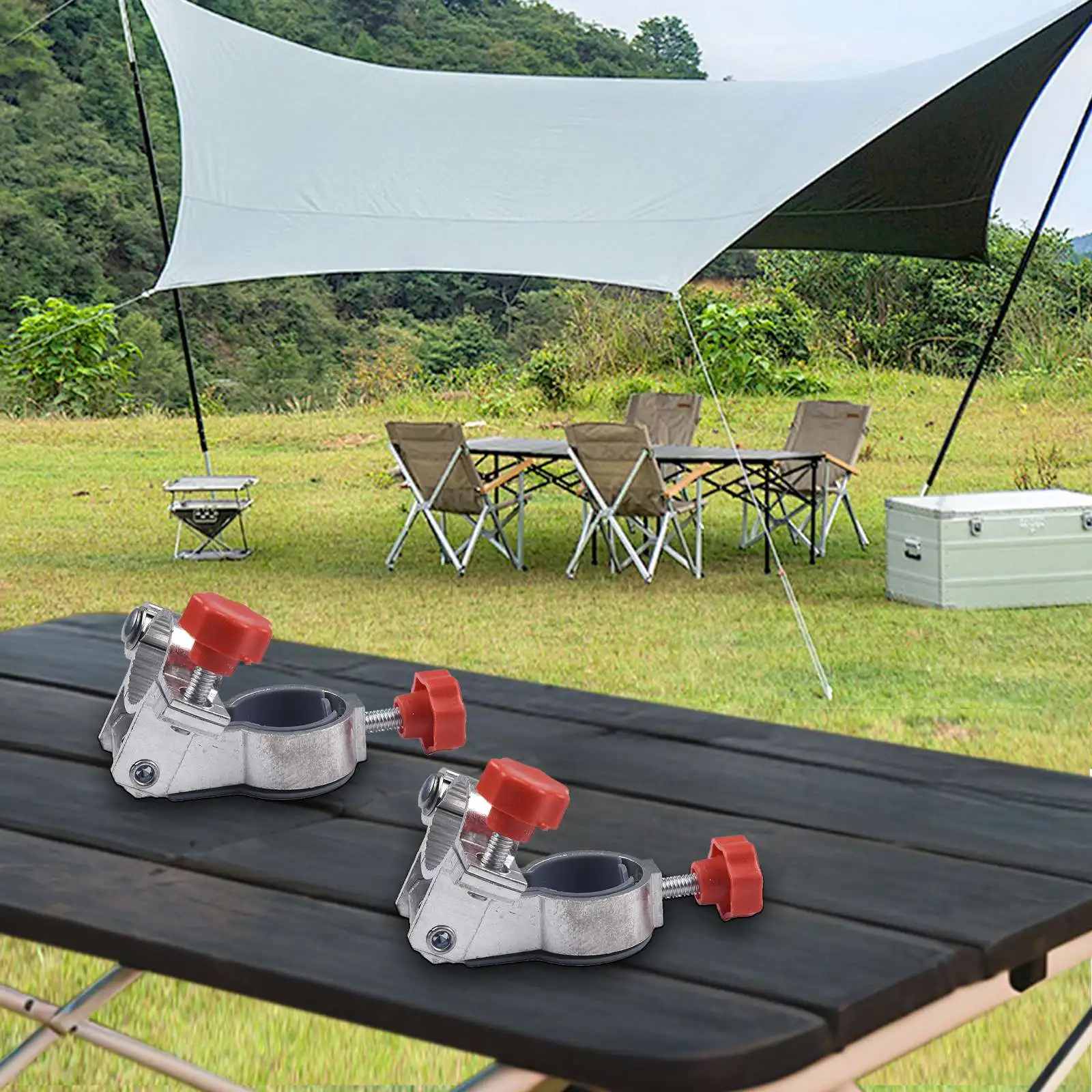 2 Pcs Clip On Mount for Garden Chair Umbrella Holder with Lock Closure for Patio Balcony Deck Fishing Chair Tube 25mm