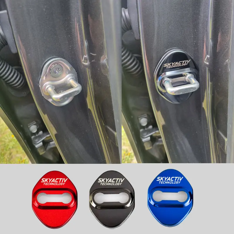 4pcs Door Lock Protection Cover For Mazda 2 3 6 CX3 CX-5 CX5 CX 5 CX9 CX30 MX5 SKYACTIV logo Car styling Accessories