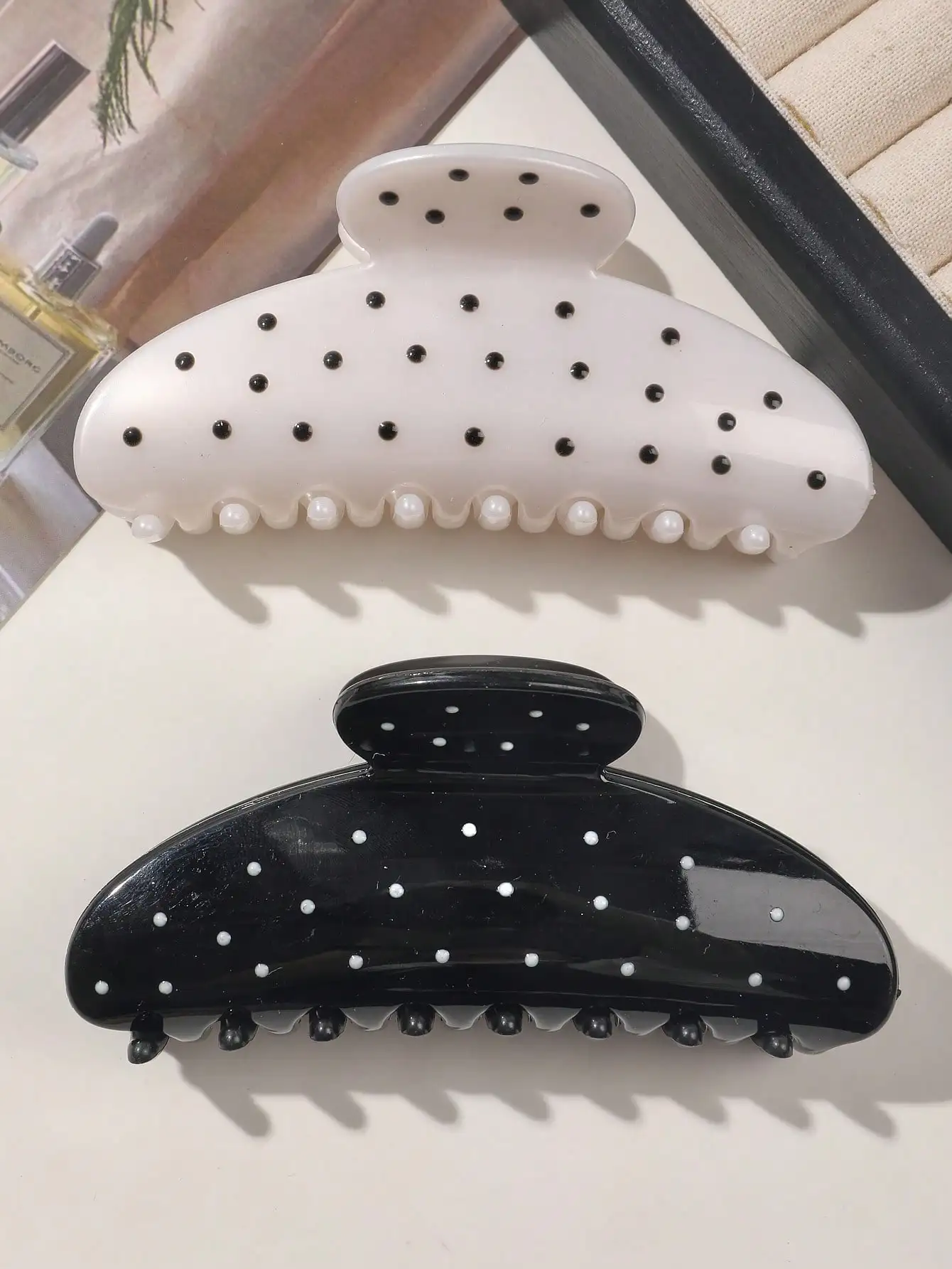 1/2 Stück Französische Polka Dot Design Haarklammer Bananenklammern für Frauen Große Haarspangen Mode Süße Haarschmuck Kopfbedeckung – Detail 3