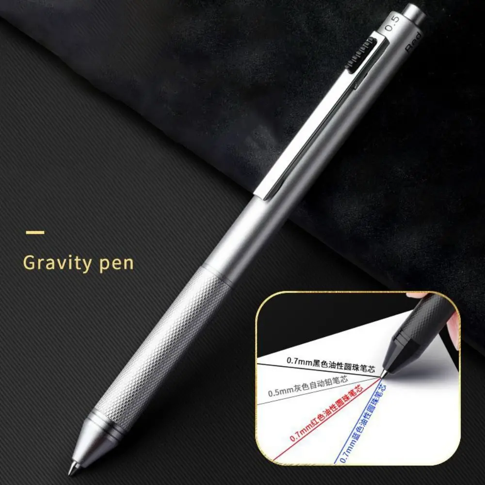 3 Colors Ink Gravity Sensing Pen High Quality Press Type 4 in 1 Mechanical Pencil Metal Multi-Function Pen School Office