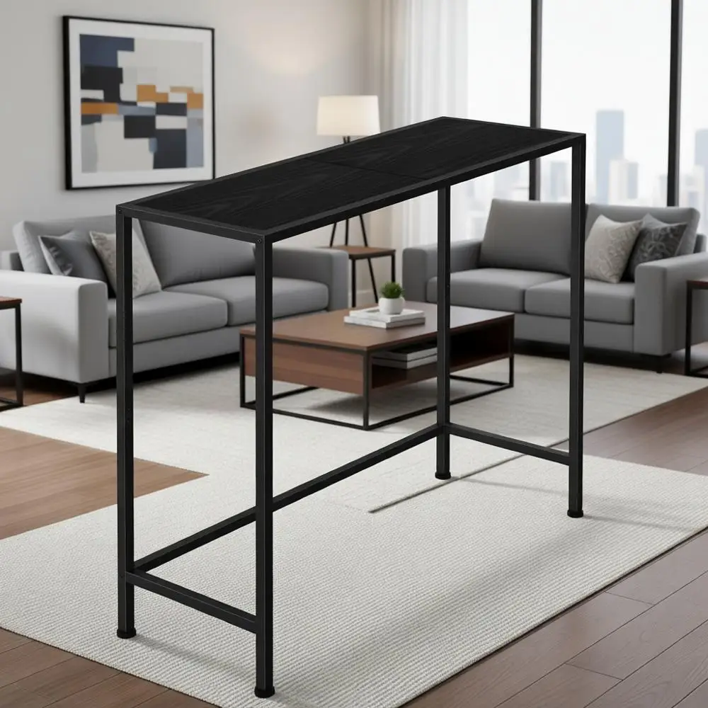 

Narrow Black Hallway Table for Living Room, Thin Side Table Behind Sofa, Entrance Table for Entryway or Bedroom