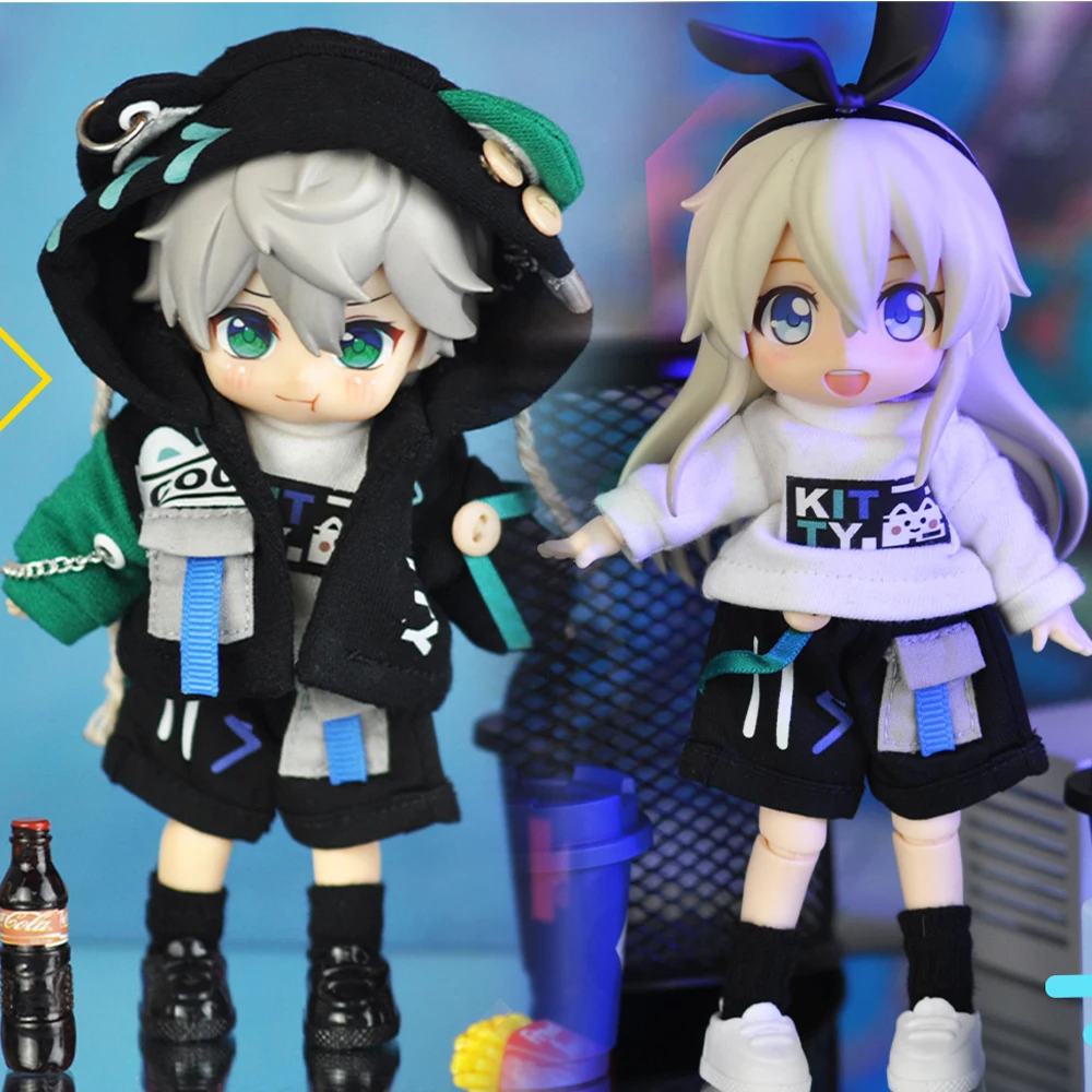 H01-A218 children handmade toy 1/12 bjd ob11 GSC P9 UF doll clothes black cute animal set