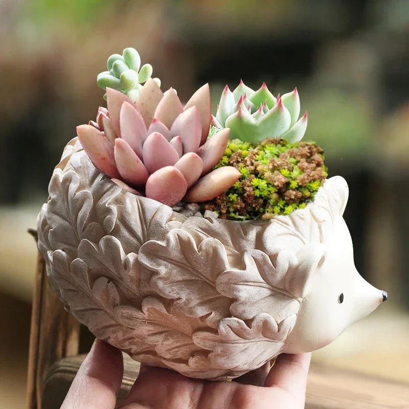 Resin hedgehog garden flowerpot cartoon animal fox succulent plant flowerpot decoration Living room balcony home decoration
