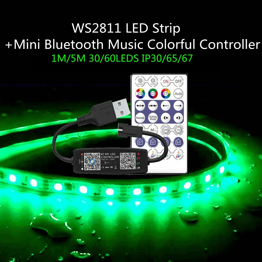 

WS2811LED LED strip 30/60/pixel LED/m SMD5050 DC12V mini Bluetooth music color controller 28 key DC5V