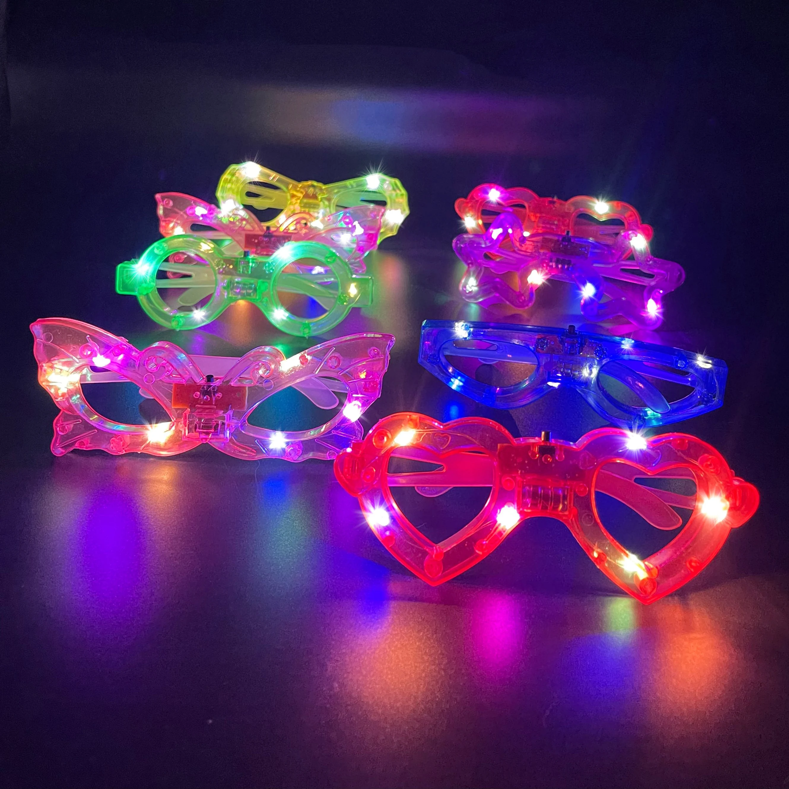 6/12/24/36/48/60Pcs LED Light Up Glasses Glow In The Dark Glasses Neon Party Supplies for Kids Adults Birthday Party Decoration