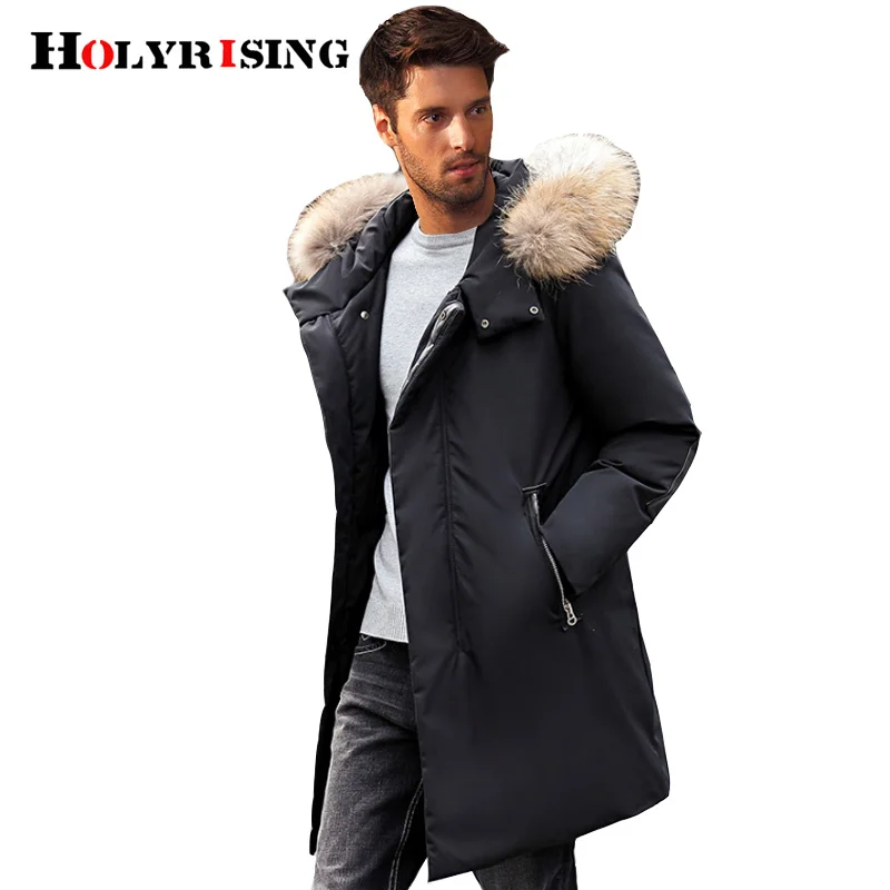 Holyrising Men down duck jackets doudoune homme men clothing thick keep warm hooded jacket winter 18503-5