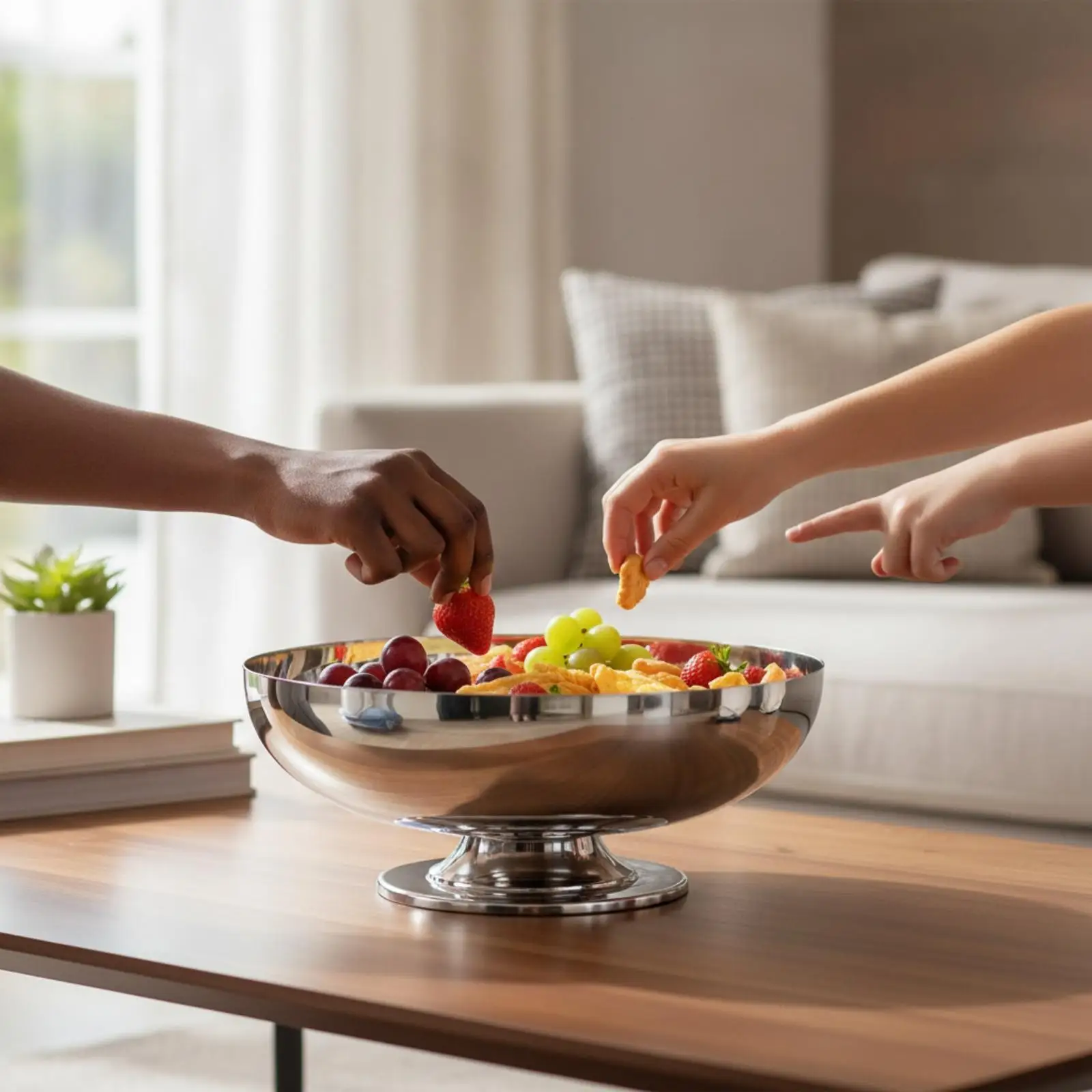 Pedestal Serving Bowl Stainless Steel Pedestal Bowl Polished Ice Bucket for Hosts, Dining Table, Tabletop, Kitchen Counter