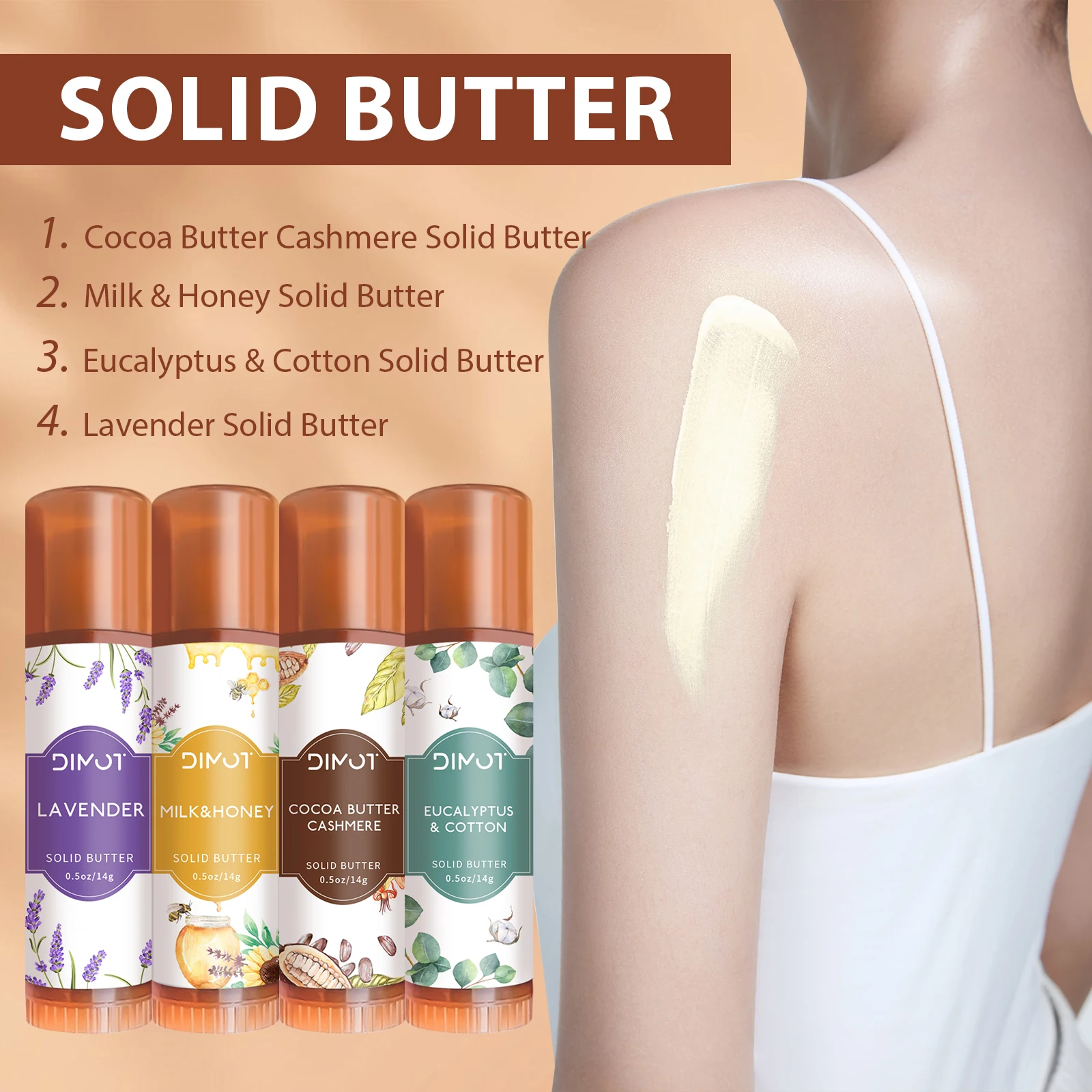 DIMOT 솔리드 바디 로션 버터 수딩 뉴리쉬 모이스처라이저 스무스 러프 딥 하이드레이션 크림 스킨 케어 유칼립투스 오일 향