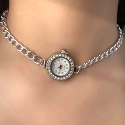 Fashion Punk Rhinestone Personality Chain Necklace Creative Men's And Women's Birthday Gifts Girls' Party Jewelry Accessories