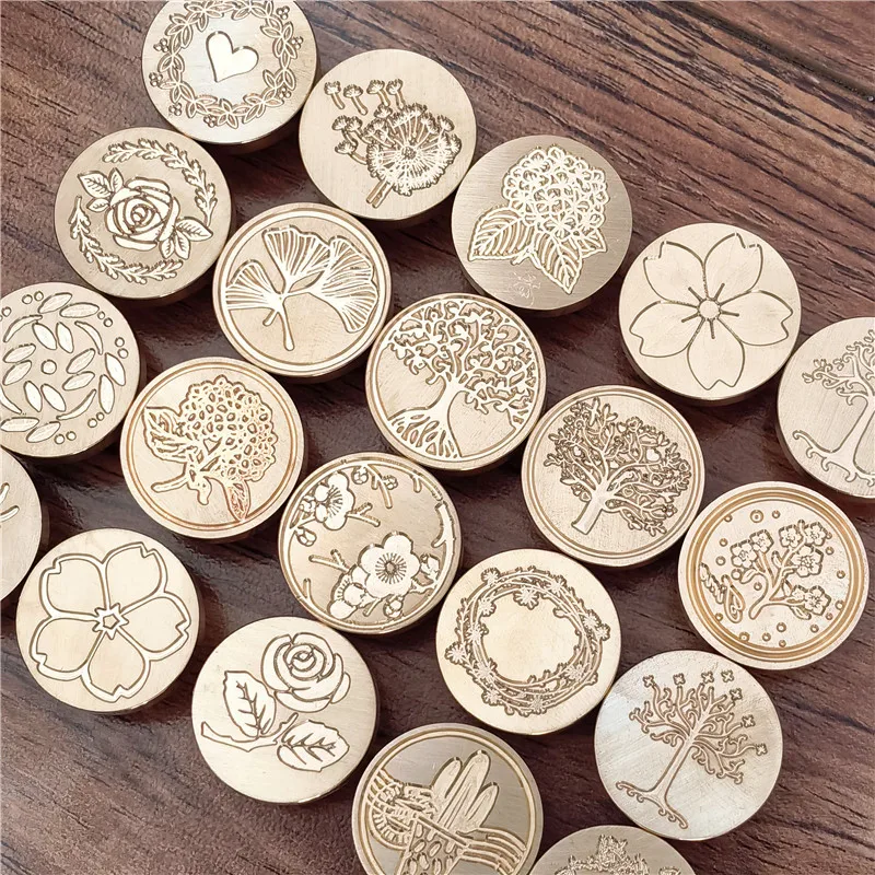 Wax Seal Stamp Head Flower Stamps Wax Seal Wax Stamp Plant Leaves Garland  Life Tree Copper Stamp Head