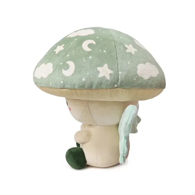 Snoozeshroom – peluche féerique champignon vert mignon, poupée en peluche de dessin animé Kawaii, oreiller doux pour chambre à coucher, jouet cadeaux
