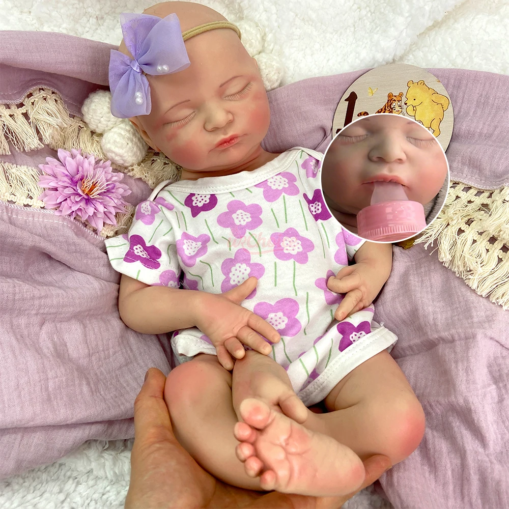 

18inch Adorable Silicone Reborn Baby Girl Handmade Realistic Weighted Body Companion Newborn Doll for Adults and Elderly People