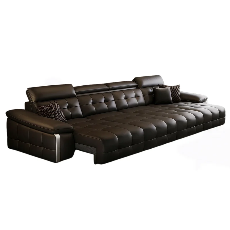 New Italian Minimalist Lawrence Sofa Bed Electric Retractable Genuine Leather Wall-Hugger Recliner Couch for Living Room