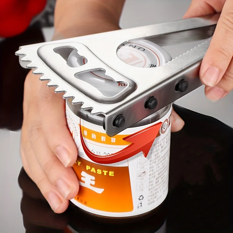 1pc Can Opener, Multifunctional Can Opener, Bottle Opener With Anti-slip Strips, Convenient For Children To Use,   Tools, Summer