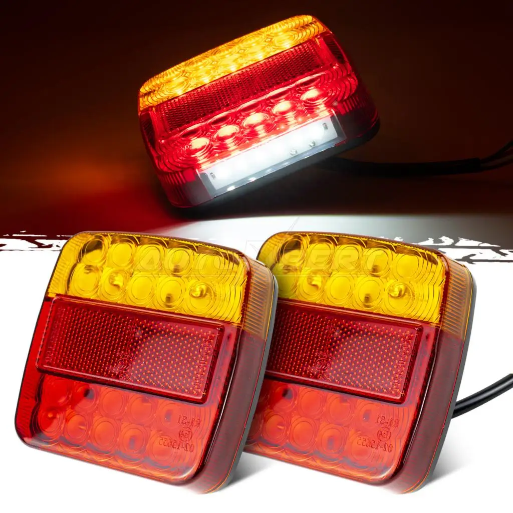 2Pcs 12V Car Tail light 26 LED Rear Running Turn Signal Rear Indicator Lamp Waterproof Universal Trailer Van Truck Boat Caravan