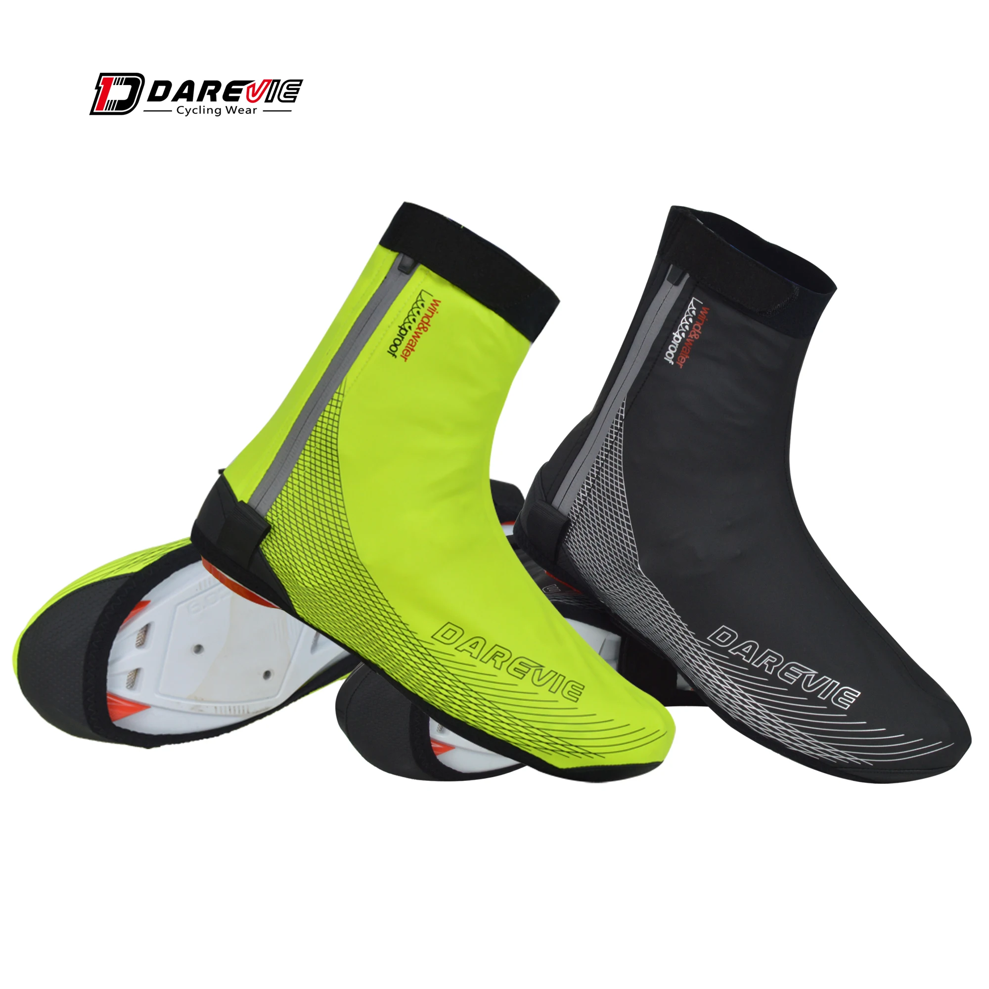 DAREVIE Cycling Shoes Covers Pu Rubber Waterproof Cycling Shoes Cover Windproof Cycling Lock Shoes Cover Slippers Pro Race Speed