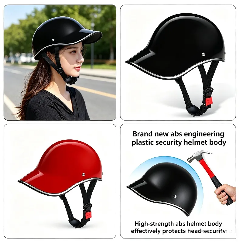 Electric Bicycle Helmets Adjustable Strap Universal Safety Helmet Baseball Cap Hat for Electric Cycling