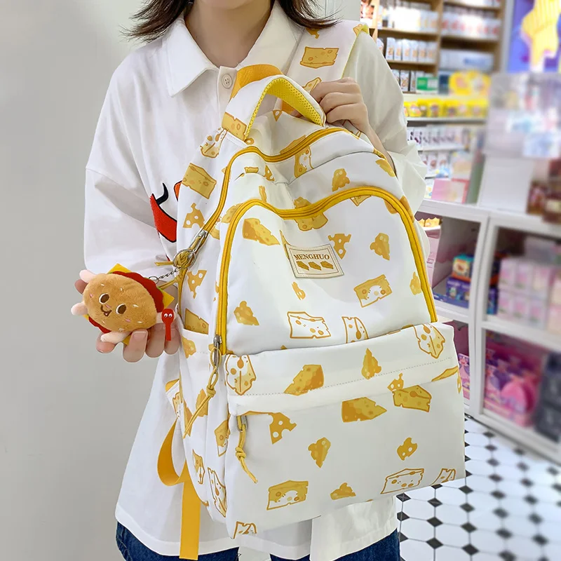 

Fashion Cartoon Printing Women Backpack Kawaii Waterproof Nylon Travel Bag Female Big Schoolbag Girls Preppy Laptop Backpacks