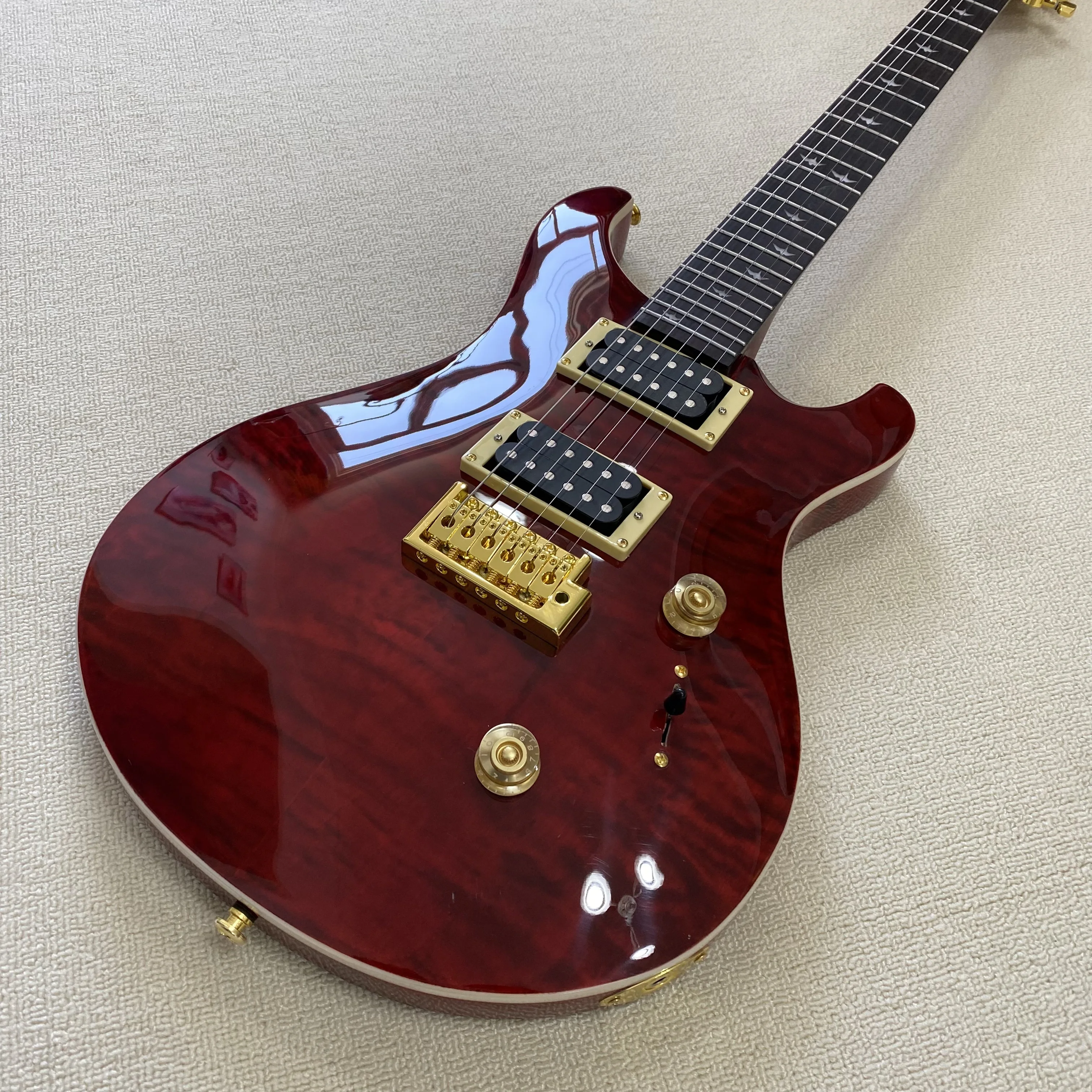 Flame Water Red Flower PRS Single Shake Bridge Electric Guitar Tiger Pattern High Quality HH