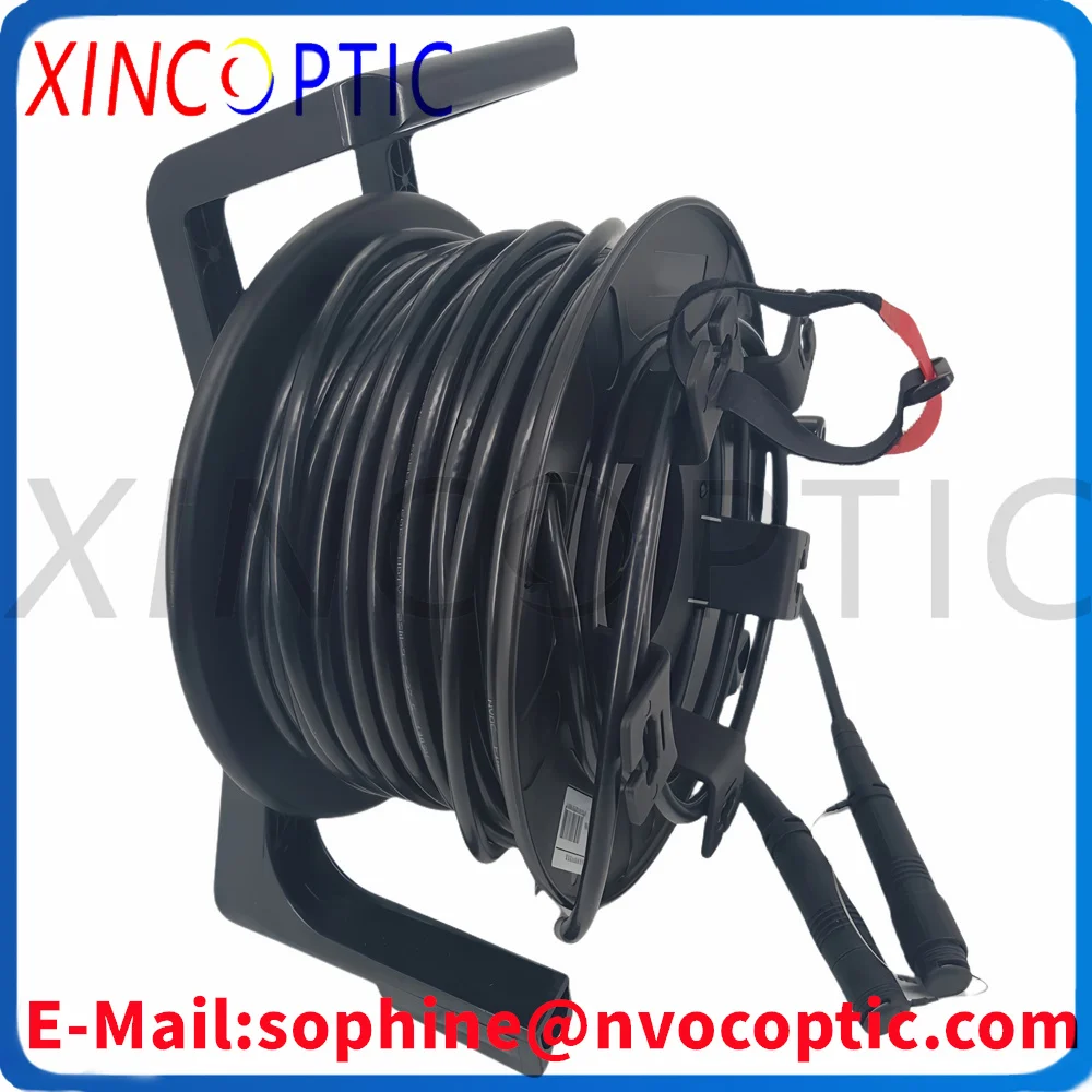 3K/93C SMPTE 100M سلك هجين كهربائي HD كابل كاميرا موصل كهربائي FUW-PUW-75M موصل الألياف البصرية بدون بكرةPCD380