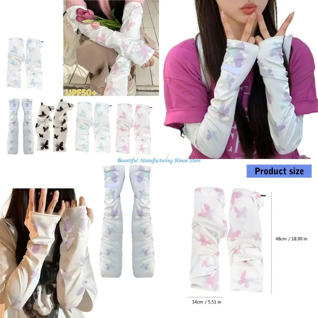 E56A Butterfly Pattern Arm Sleeves Soft And Breathable For Summer Activity