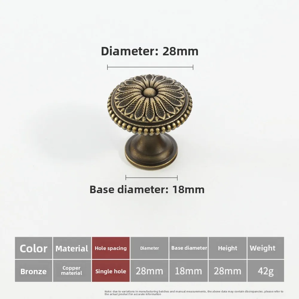 الفرنسية خمر ثقب واحد النحاس مقبض باب الخزانة اللون البرونزي درج سحب لتحسين المنزل #5