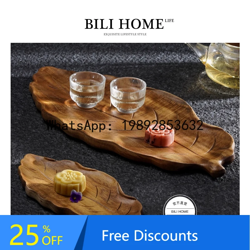 YFY Creative Wooden Exquisite Tea Tray Chinese Zen Fruit Tray Afternoon Tea Vintage Fruit Tray Dessert