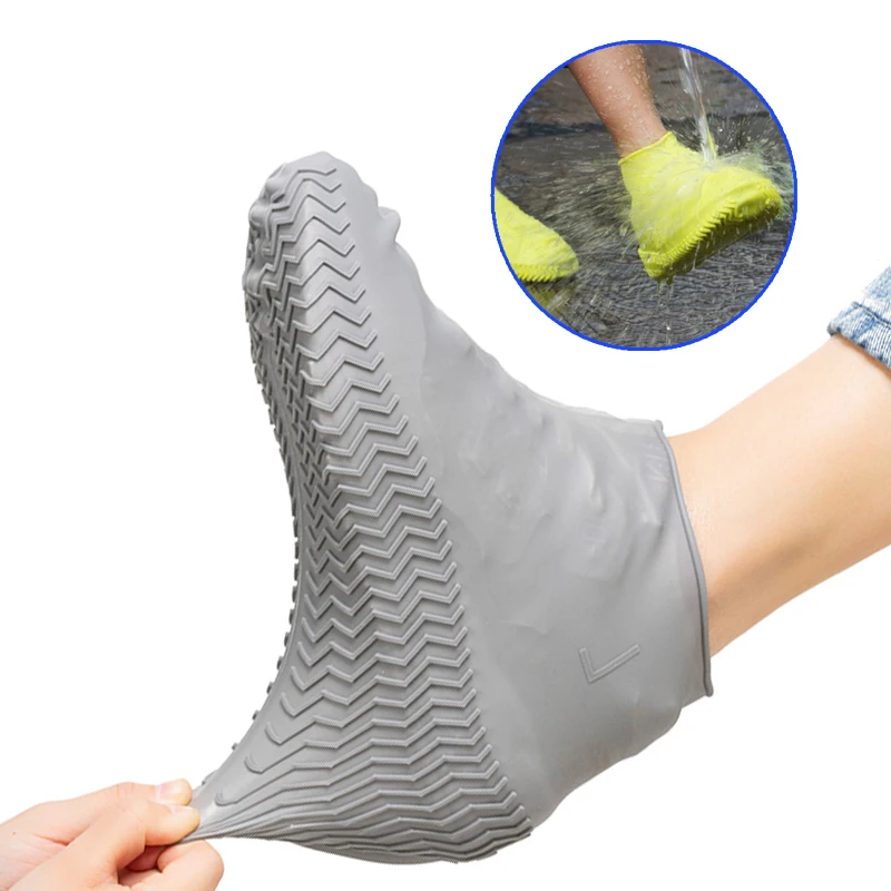 2pcs Shoe Cover Latex Water Proof Reusable Unisex Shoes Protector Anti-slip Rain Boot Pads For Rainy Day Covers Shoe Accessories