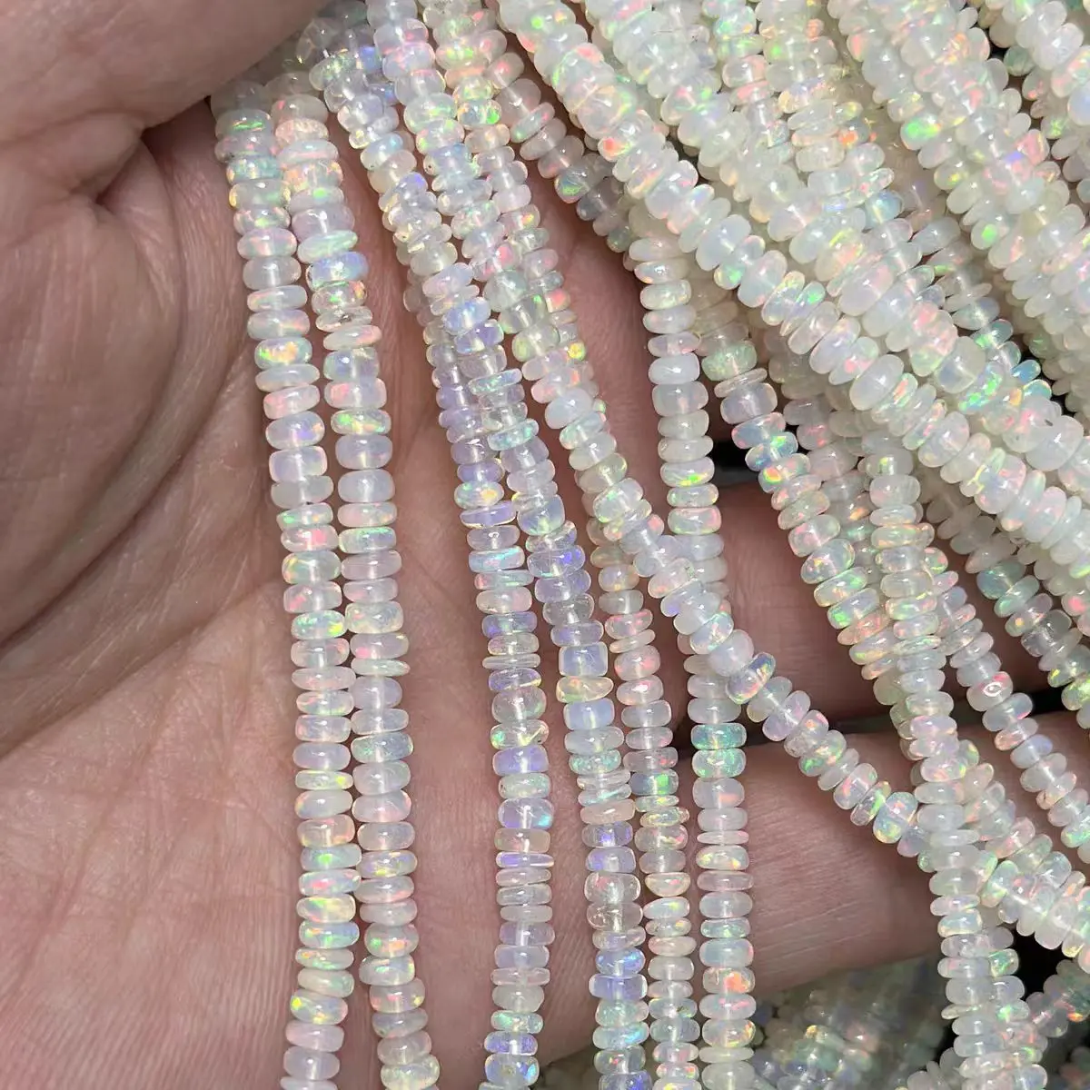 أوبال roundelle 3-4mm بالجملة لقلادة المجوهرات DIY 38cm الخرز فضفاض